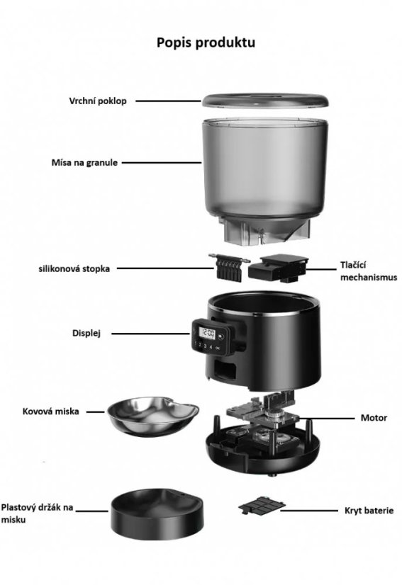 WiFi automatický dávkovač krmiva pro psy a kočky 4L TUYA
