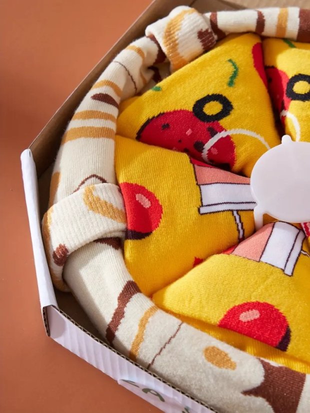 Pizza Ponožky – 4 Páry Vtipných Ponožek