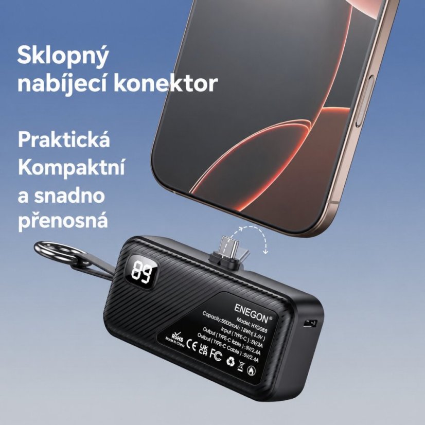 2× Mini Power Bank 5000mAh – Ultra Kompaktní s USB-C a Rychlým Nabíjením 12W