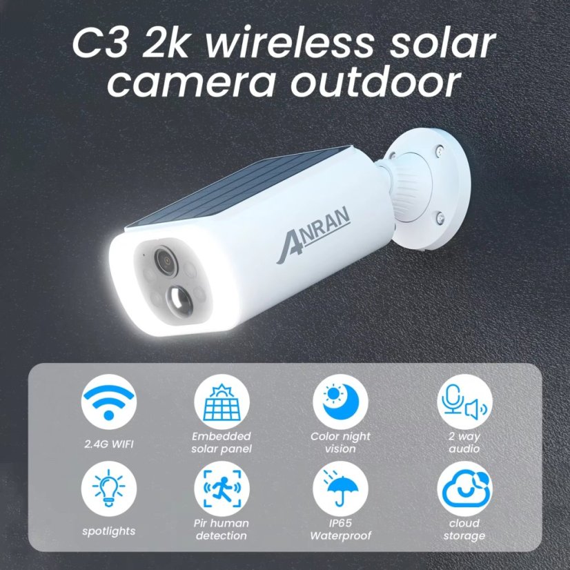 ANRAN C3 Solární venkovní bezpečnostní kamera 5Mp