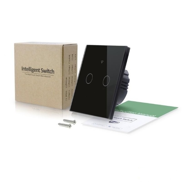 Chytrý Dvoutlačítkový Vypínač Světel s Wi-Fi - Černý