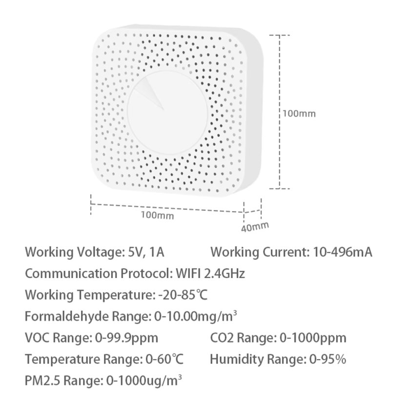 Tuya WiFi Monitor Kvality Vzduchu 2.0