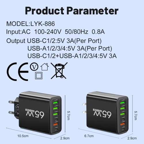 Rychlonabíjecí adaptér 65W 6v1
