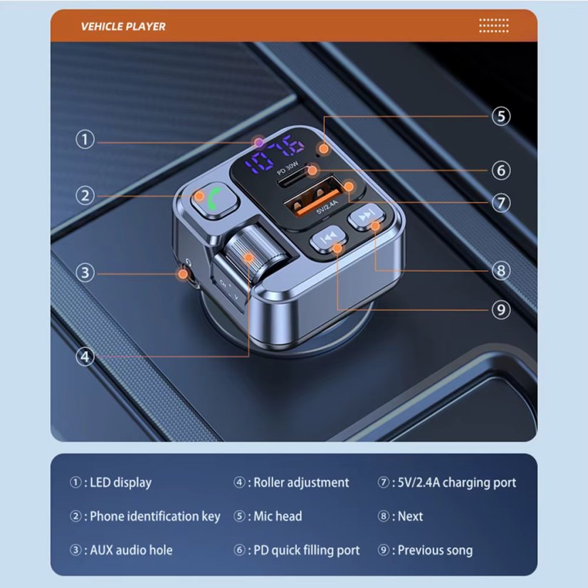 Bluetooth FM Transmitter do auta