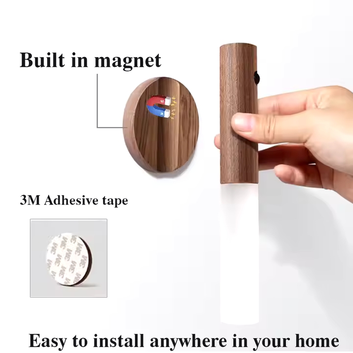LED Magnetické noční světlo s pohybovým senzorem - Barva: Světle hnědá