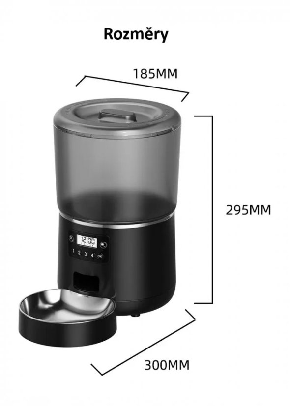 WiFi automatický dávkovač krmiva pro psy a kočky 4L TUYA