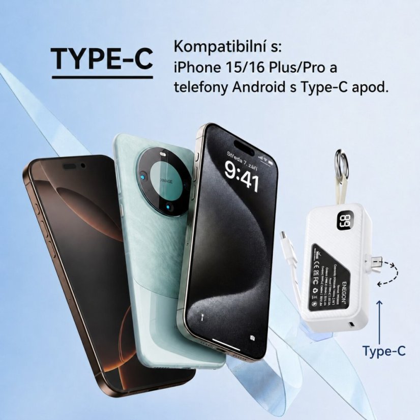 2× Mini Power Bank 5000mAh – Ultra Kompaktní s USB-C a Rychlým Nabíjením 12W