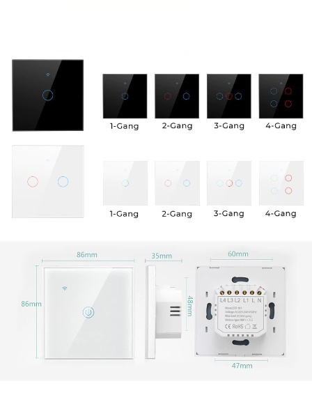 Chytrý Třítlačítkový Vypínač Světel s Wi-Fi - Bílý