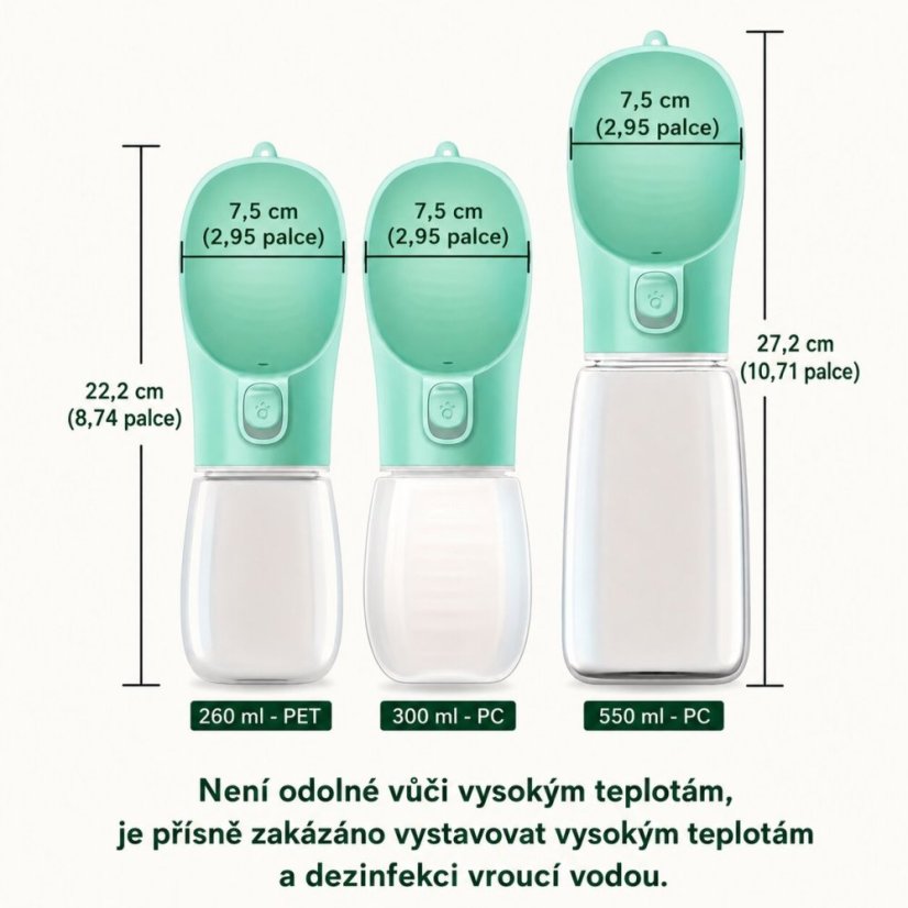 Láhev na vodu s miskou  pro Psy 550ml